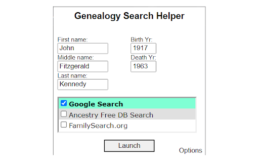 Genealogy Search Helper