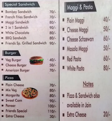 Coffee and Friends menu 