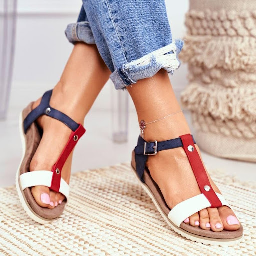 Title 2, Colorblock Buckle Flat-heel Fish Mouth Fashion ...