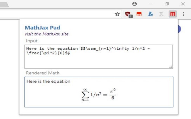 MathJax Pad chrome extension