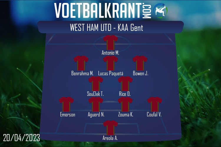 Opstelling West Ham Utd | West Ham Utd - KAA Gent (20/04/2023)