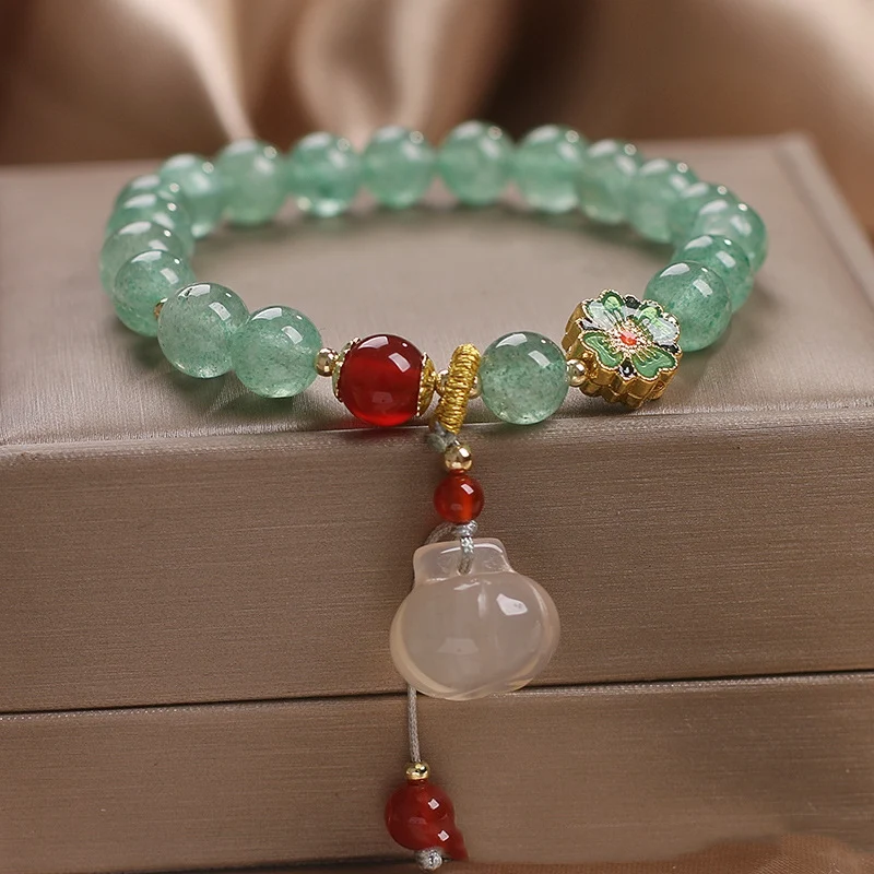 Title 3, Natuurlijke groene aardbeikwarts armband dames ...