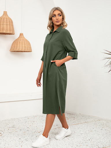Title 4, Single Breasted Long Sleeve Loose Casual Hem Sl...