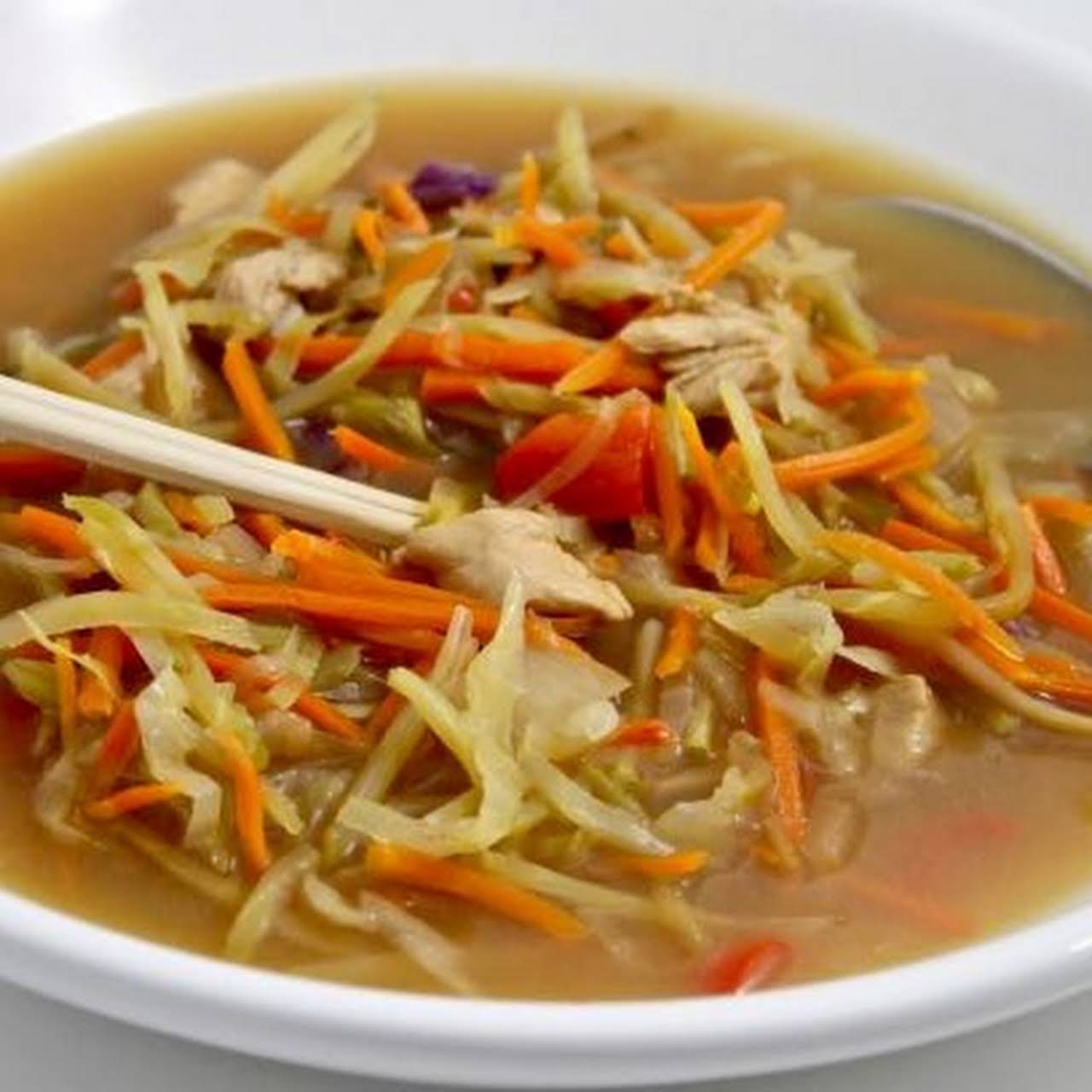 A  supplementary Cabbage Soup Diet Soup,  lonely 1 SmartPoints (Asian Chicken and Veggies Stir-Fry Soup)