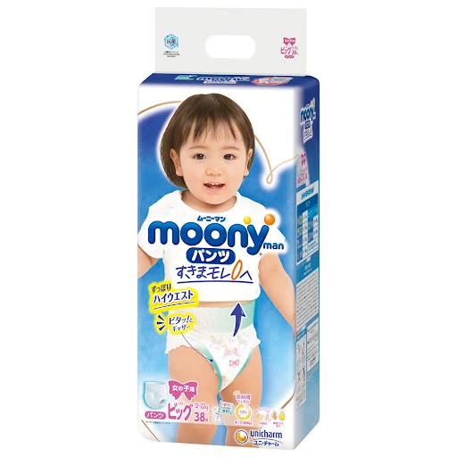 Tã quần Moony bé gái gói đại XL 38 miếng