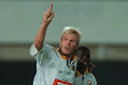 Kaizer Chiefs player Marc Batchelor with Thabang Lebese during a match in April 1998. Batchelor was shot dead on Monday night.