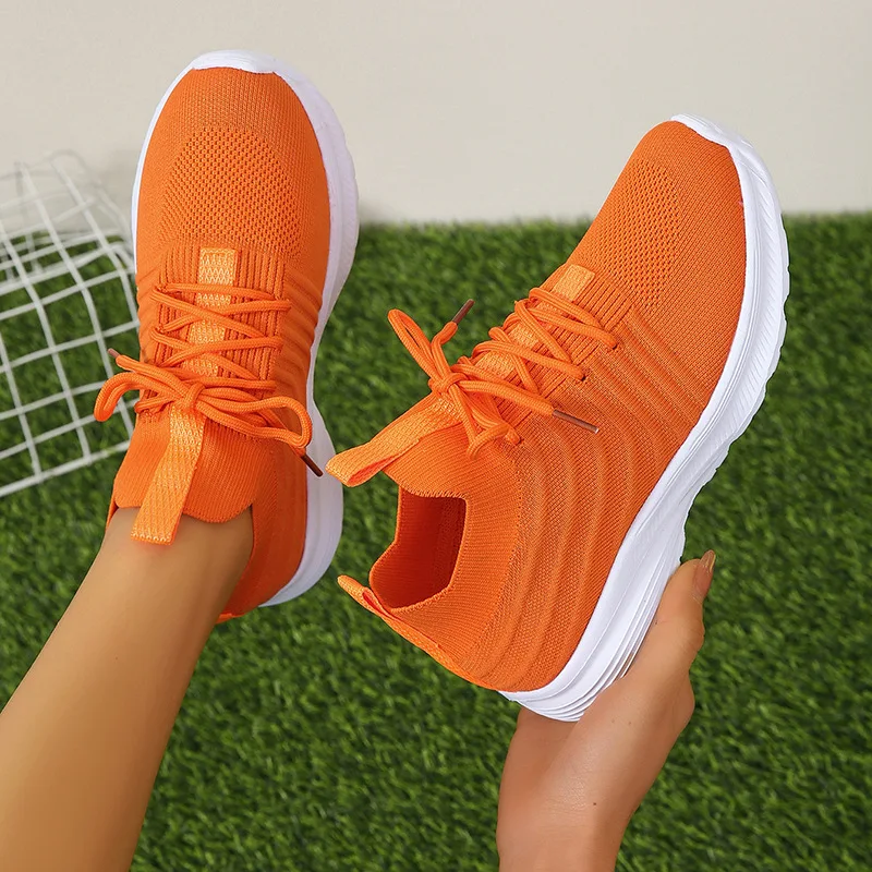 Dames sneakers lente, dikke zool, effen kleur, veters, lichtgewicht en ademend, ideaal voor dagelijks gebruik en comfort.