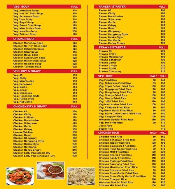 Welcome Chinese Kitchen menu 