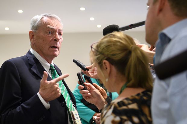 IOC member Dick Pound speaks to journalists during a past event