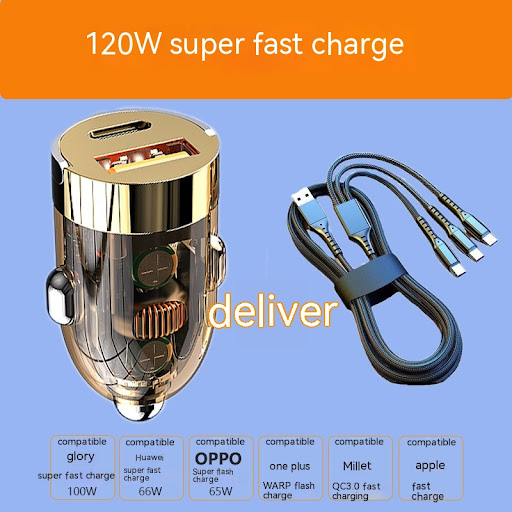 Title 2, Mini Car Charger Super Fast Charge Head Transpa...