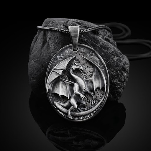 Title 1, Mens Western Dragon Animal Hip Hop Pendant Nec...