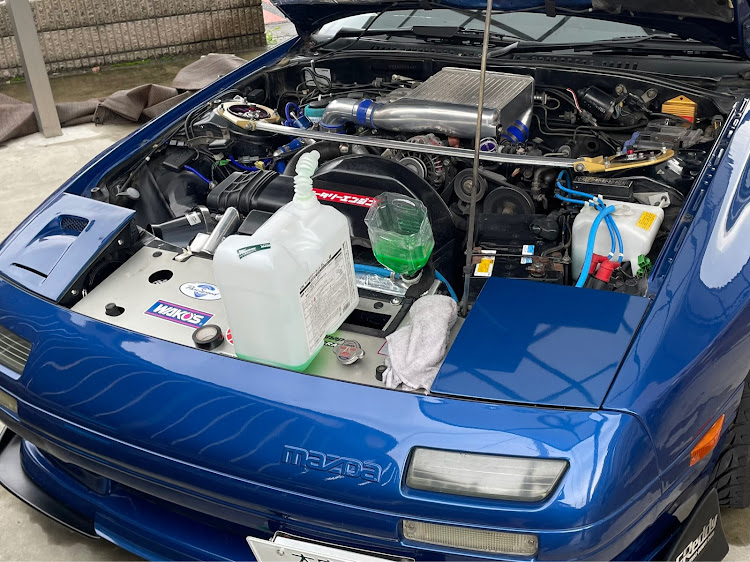 RX-7のエアコンレス協同組合・梅雨明け・プラグ・車高調整・#ラジエターエア抜きに関するカスタム事例の投稿画像1枚目