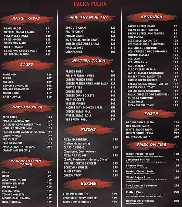 Retro Cafe menu 