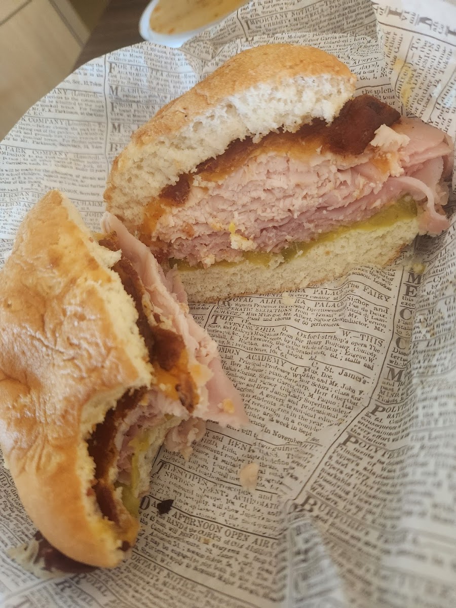 Turkey, ham, cheddar and pickles