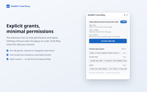WebMCP Cloud Relay screenshot 3