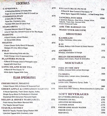 Alchemy Lounge - Ellaa Hotels menu 