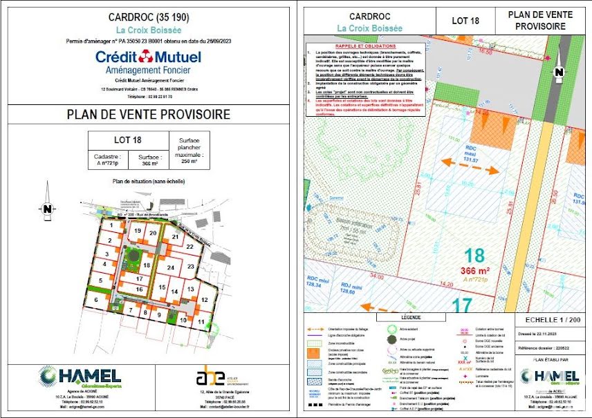 Vente terrain  366 m² à Cardroc (35190), 46 000 €