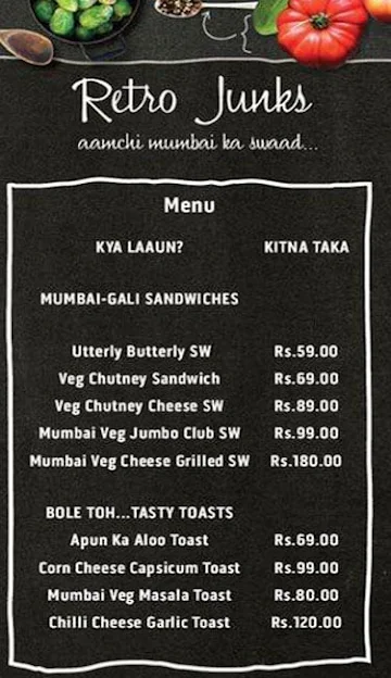 Retro Junks menu 