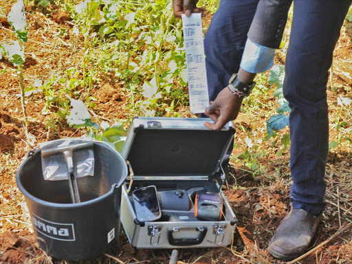 The and held soil kit, used for testing soil, August 1. Photo/ BRIAN SIMIYU