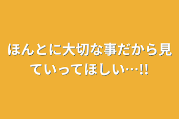 ほんとに大切な事だから見ていってほしい…!!