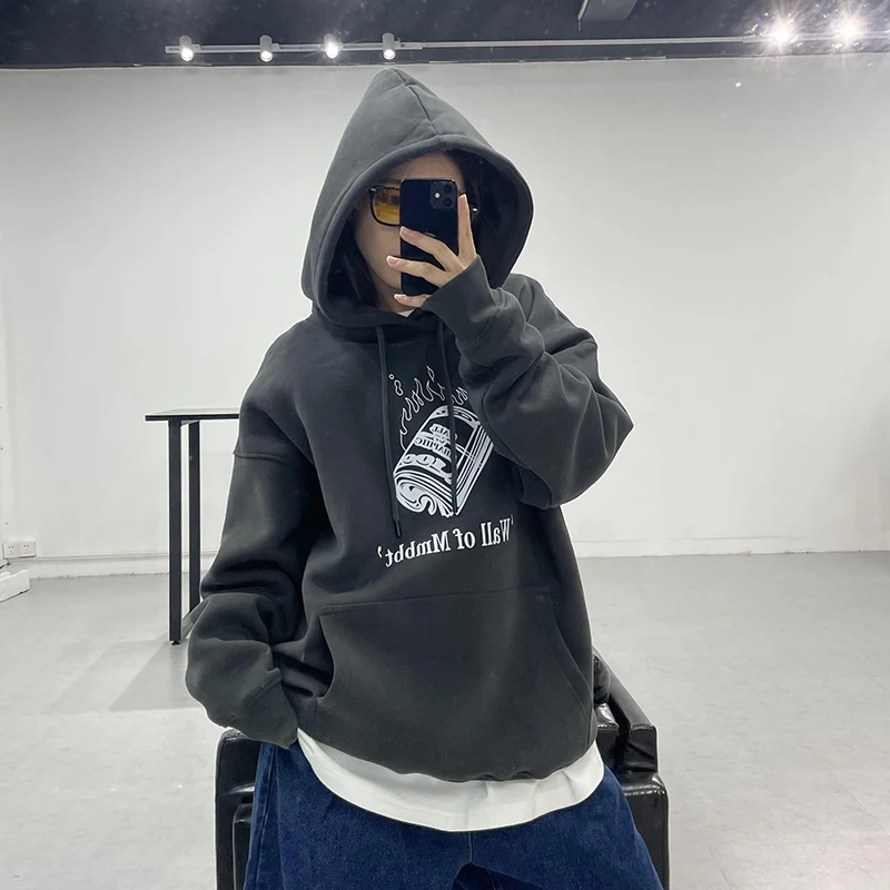 Sudadera con capucha de forro polar retro para mujer Estilo urbano con estampado, cómoda y cálida, perfecta para un look casual y a la moda en cualquier ocasión