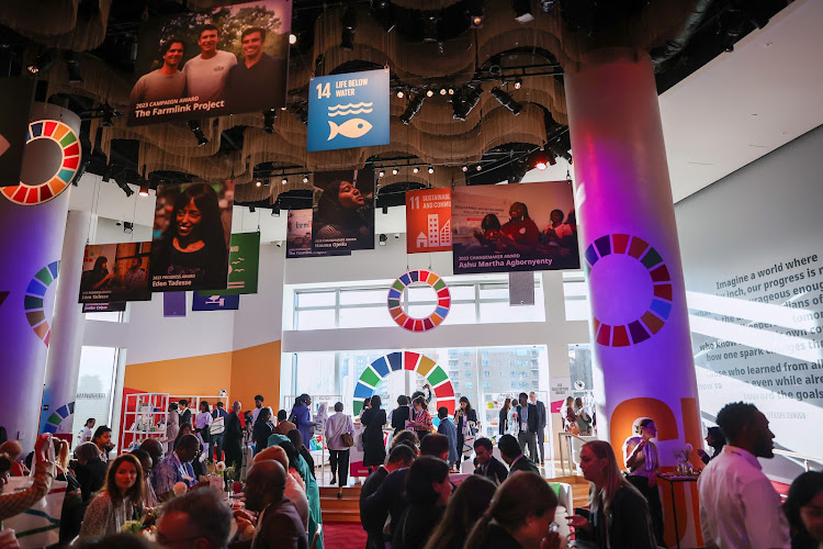 A view of the venue during Goalkeepers 2023, daytime event at Jazz at Lincoln Center on September 20, 2023 in New York City.