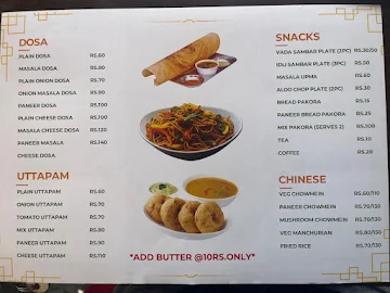 The South Indian Delight menu 