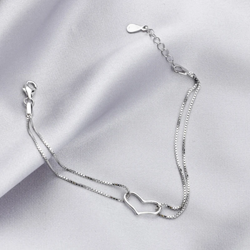 Title 2, Pulseira de prata com um único coração, ideal p...