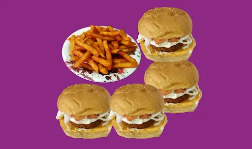 4 Aloo Tikki Burger With 1 Masala Fries