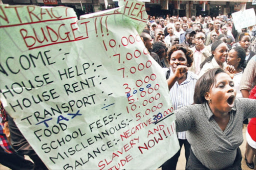 United: Teachers at a past demonstration. The bone of contention this time is a new 50-60 per cent pay rise sanctioned by the Supreme Court