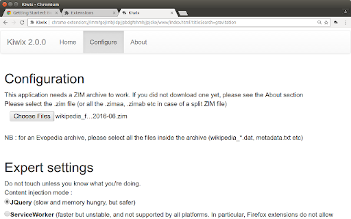 Kiwix JS Browser Extension