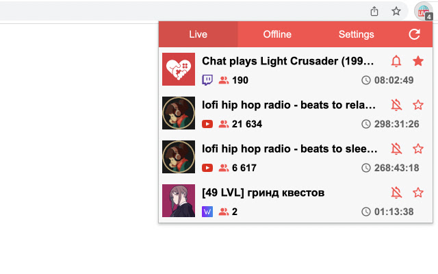 Stream Live chrome extension