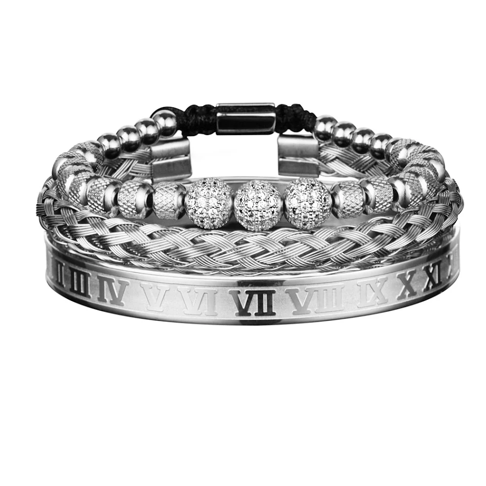 Bracelet en maille d'acier inoxydable, 3 boules strass et dix diamants, costume élégant, bijou femme pour briller