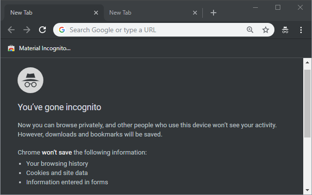 Material Incognito Dark Theme Chrome Extension Image 4