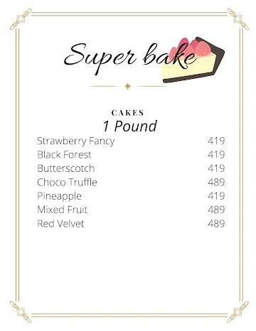 Super Bake menu 