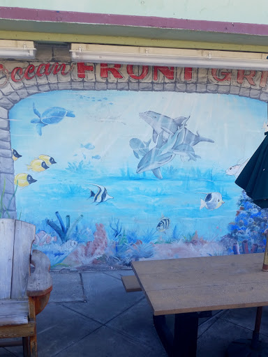 Mural outside oceanfront Bar and Grill