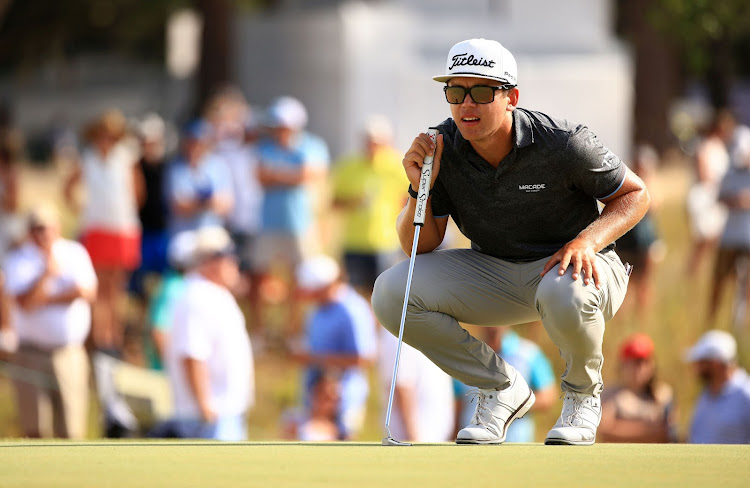 Garrick Higgo lines up a putt at the Palmetto Championship at Congaree last year.