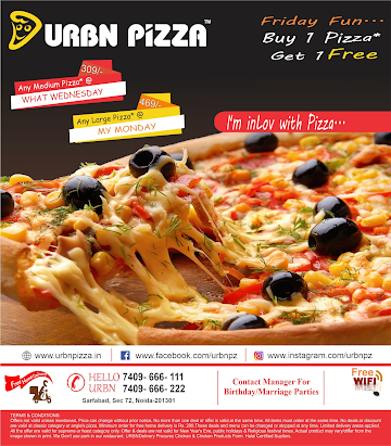 Urbn Pizza menu 