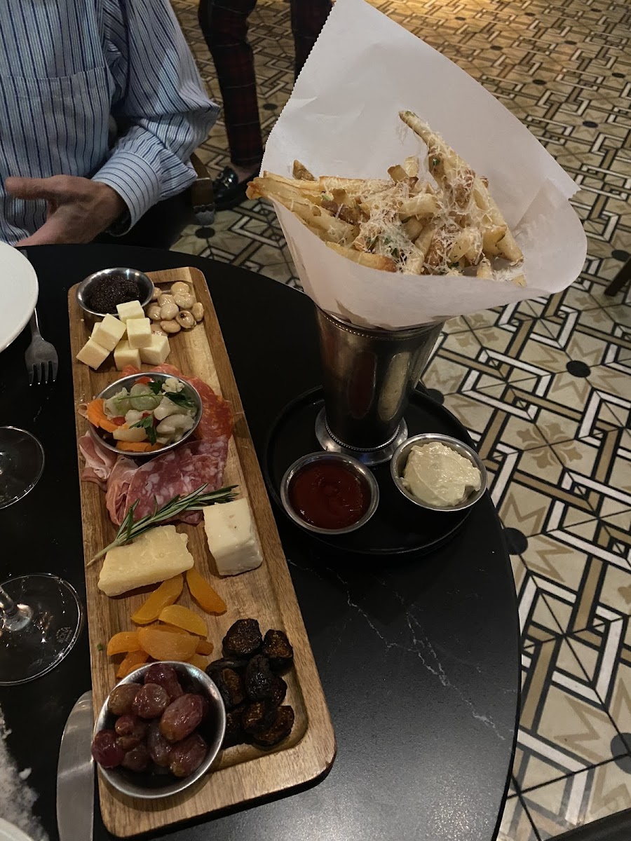 Truffle fries and charcuterie board