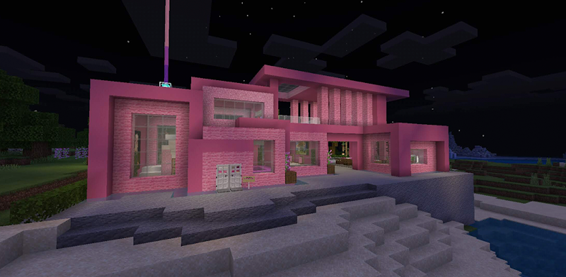 Pink house with furniture. Craft maps and mods