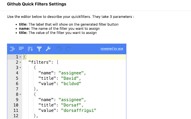 Github Filters chrome extension