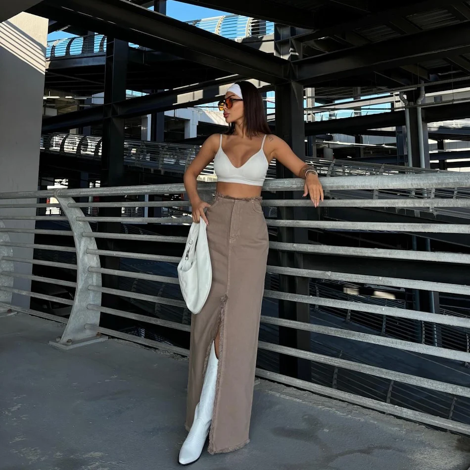 Abito Midi A-Line Moda Donna Primavera Estate