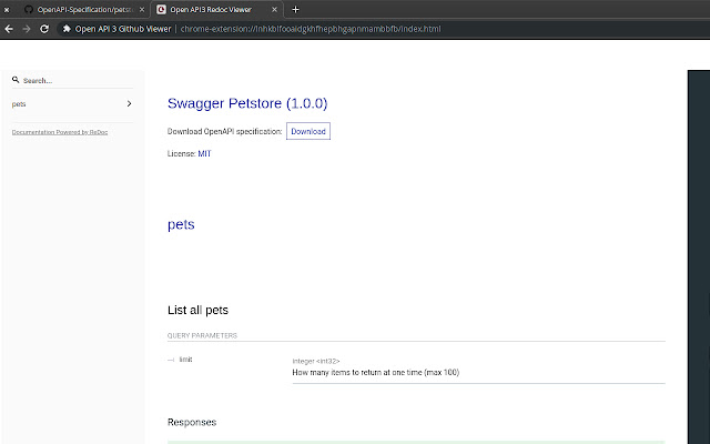 Open API 3 Github Viewer chrome extension