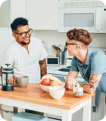 People talking in the kitchen