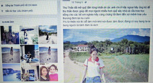 Trang Facebook giả mạo Đặng Thu Thảo