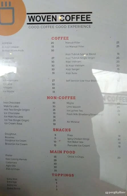 Woven Coffee menu 