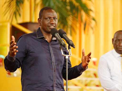 DP William Ruto gestures as he addresses worshippers at JCC Bamburi during a church service yesterday.Photo\Charles Kimani\DPPS