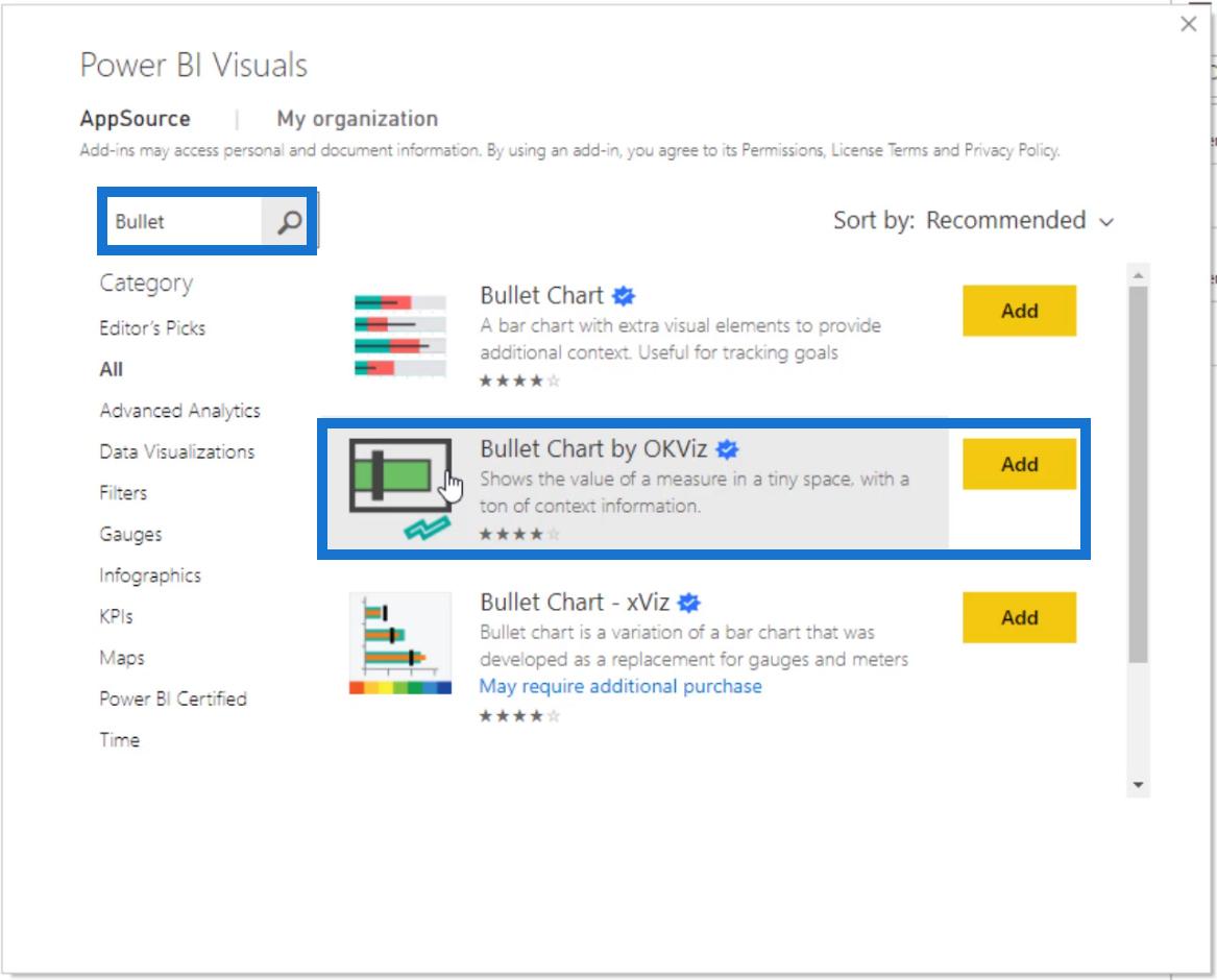 Bullet charts in Power BI