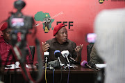 EFF leader Julius Malema speaks to members of the media about his political party’s stance to the DA leadership in Nelson Mandela Bay and Tshwane at their offices in Braamfontein, Johannesburg.