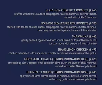 Houz Cafe Bar menu 